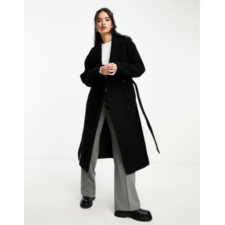 & Other Stories Wollen jas met ceintuur in zwart