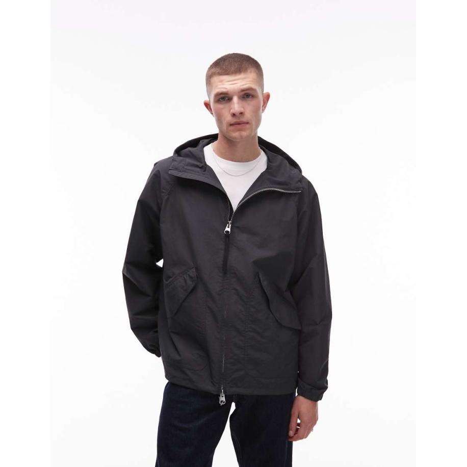 ARKET - Windjack met ritssluiting en capuchon in grijs Grijs