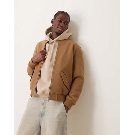 New Look - Bomberjack met wollook in lichtbruin-Neutraal