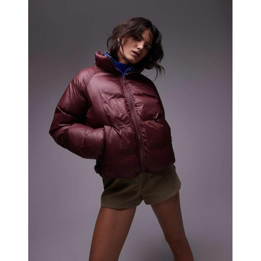 Topshop Gewatteerd bomberjack in bordeauxrood Rood