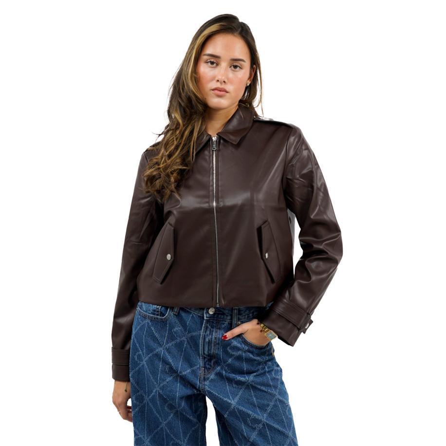 Calvin Klein Leather Motor Jas Bruin