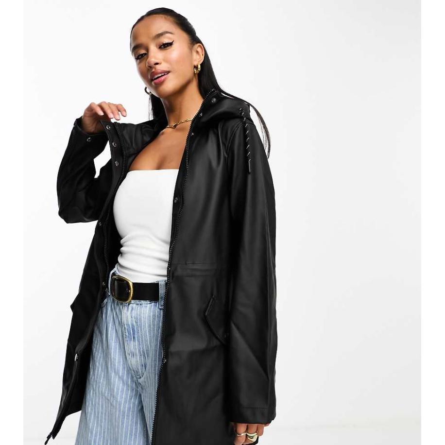 Vero Moda Petite Regenjas met capuchon in zwart Zwart