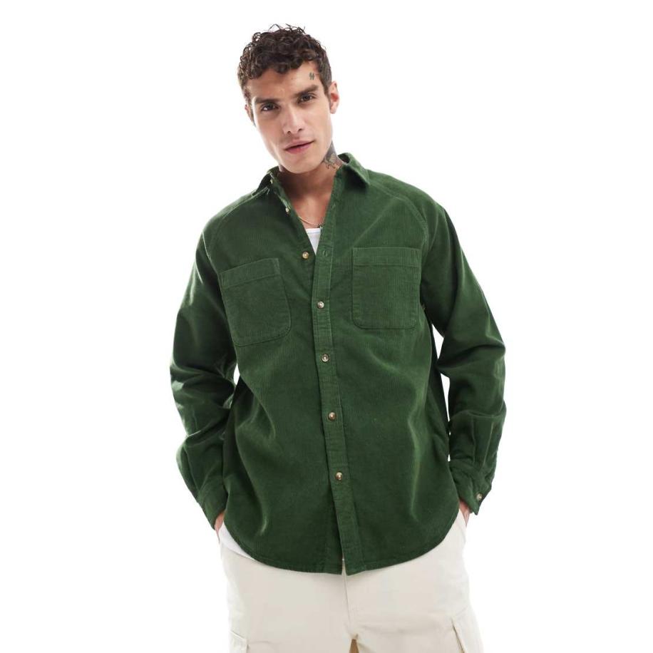 ASOS DESIGN - Oversized corduroy overhemd in jaren 90-stijl in groen Groen