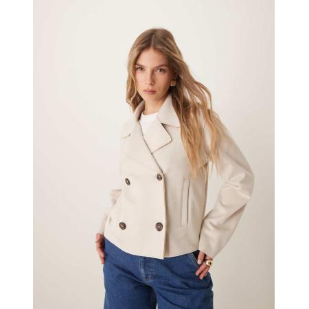 New Look Suedette jack in stone-Neutraal