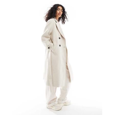 Bershka Trenchcoat van wol in stone-Neutraal
