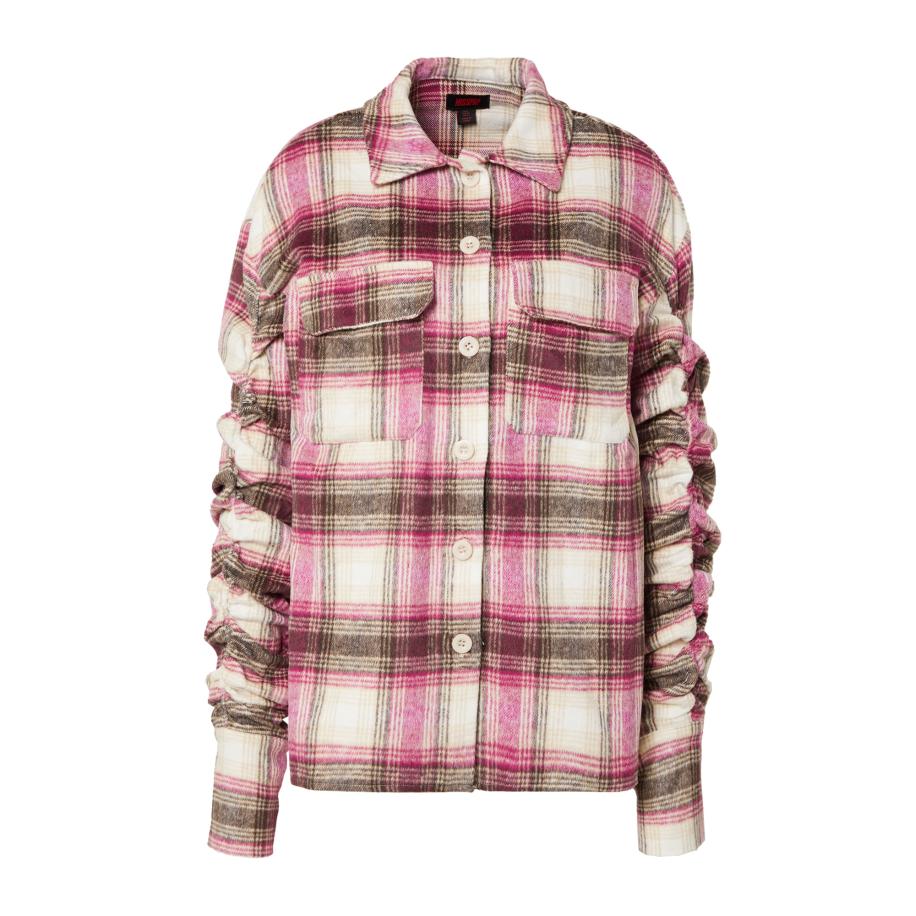 Misspap Misspap Tussenjas champagne / chocoladebruin / fuchsia / wolwit -