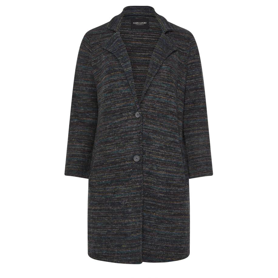 Yours Luxury Capsule Collection Yours Luxury Zwarte Jas Met Knoopsluitingsize 44 Zwart