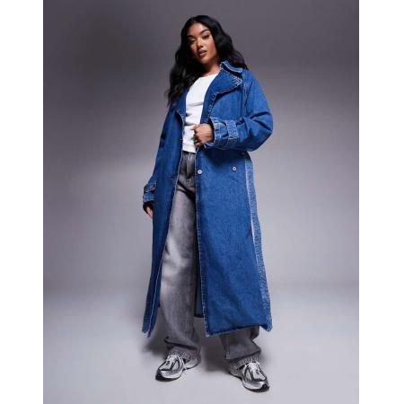 Hugo Blue Garena Oversized denim trenchcoat in blauw