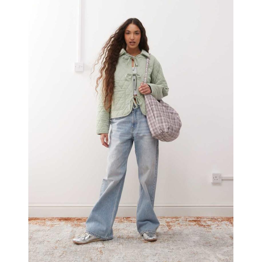 Miss Selfridge Doorgestikt liner jack in saliegroen Groen