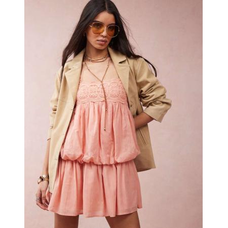 ASOS DESIGN Jaren 70-stijl jack van echt suède in lichtgeel-Bruin