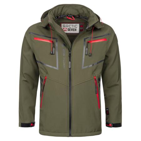 Arctic Seven Arctic Seven Functionele jas olijfgroen / neonrood / zwart