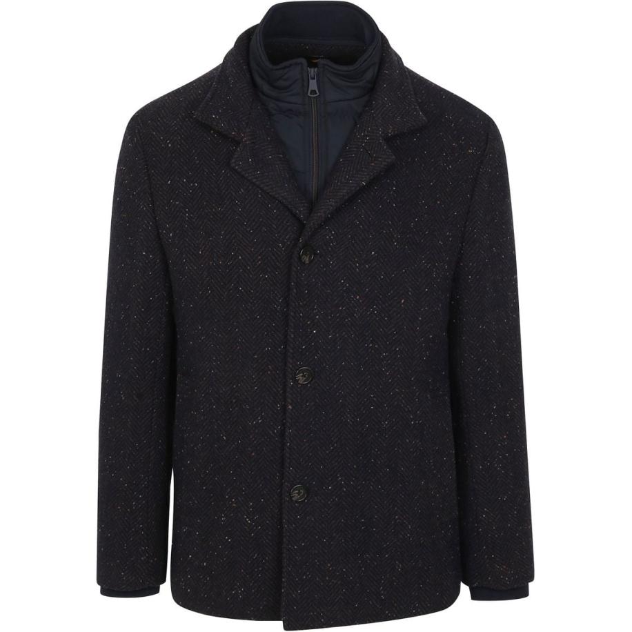 Suitable Robert Coat Wol Navy Blauw