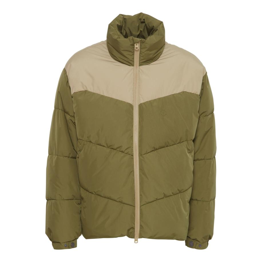 Solid !Solid Winterjas cappuccino / olijfgroen -