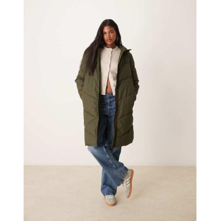JDY Waterafstotende gewatteerde jas met lange pasvorm in donkergroen