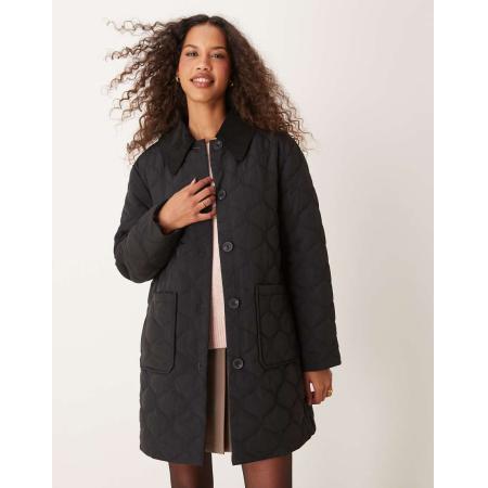 Nobody's Child Gewatteerd jack met lange pasvorm en kraagje in zwart