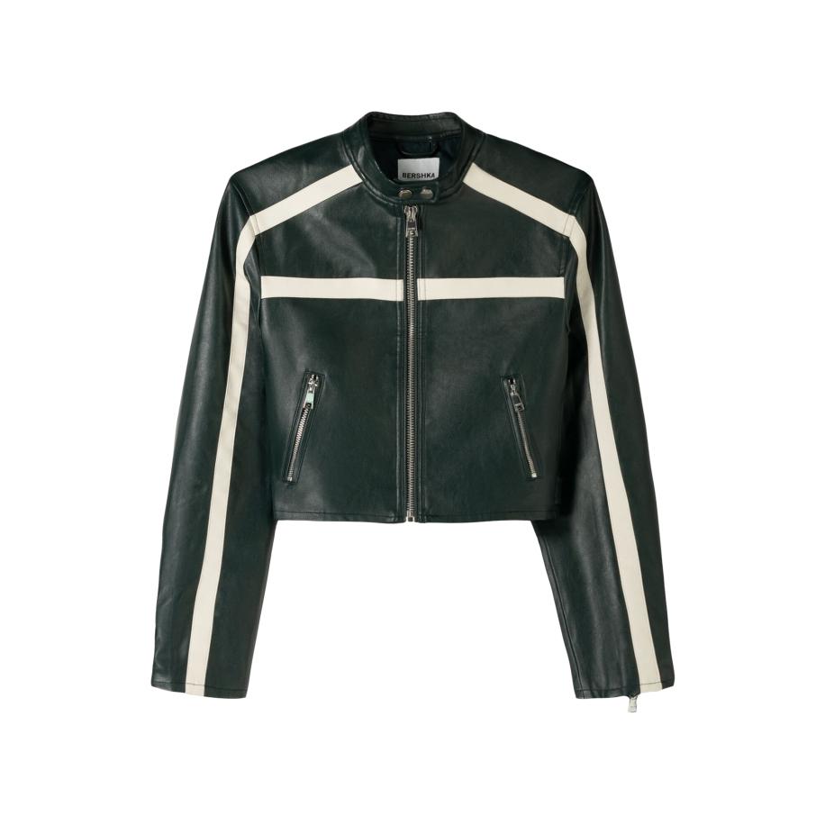 Bershka Bershka Tussenjas lichtbeige / donkergroen -