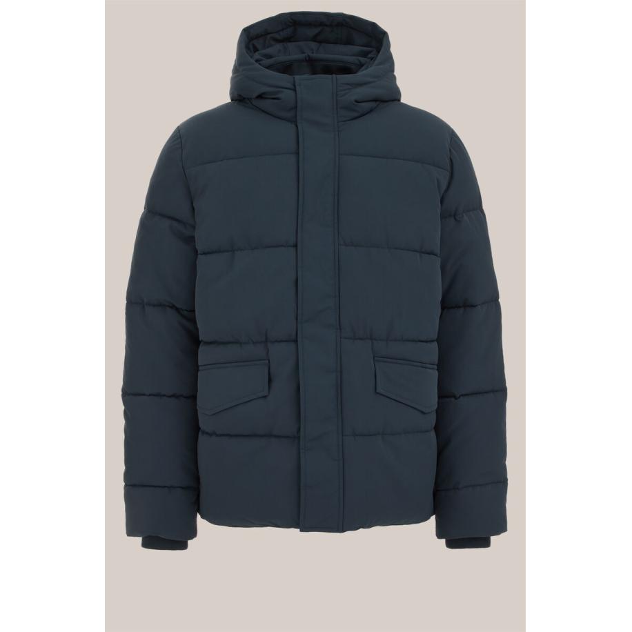 WE Fashion Heren pufferjas - Regular fit - Donkerblauw - Maat: S Blauw