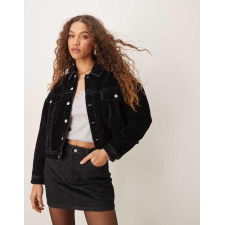 ASOS DESIGN Westernjack van geflockte stof in blauw