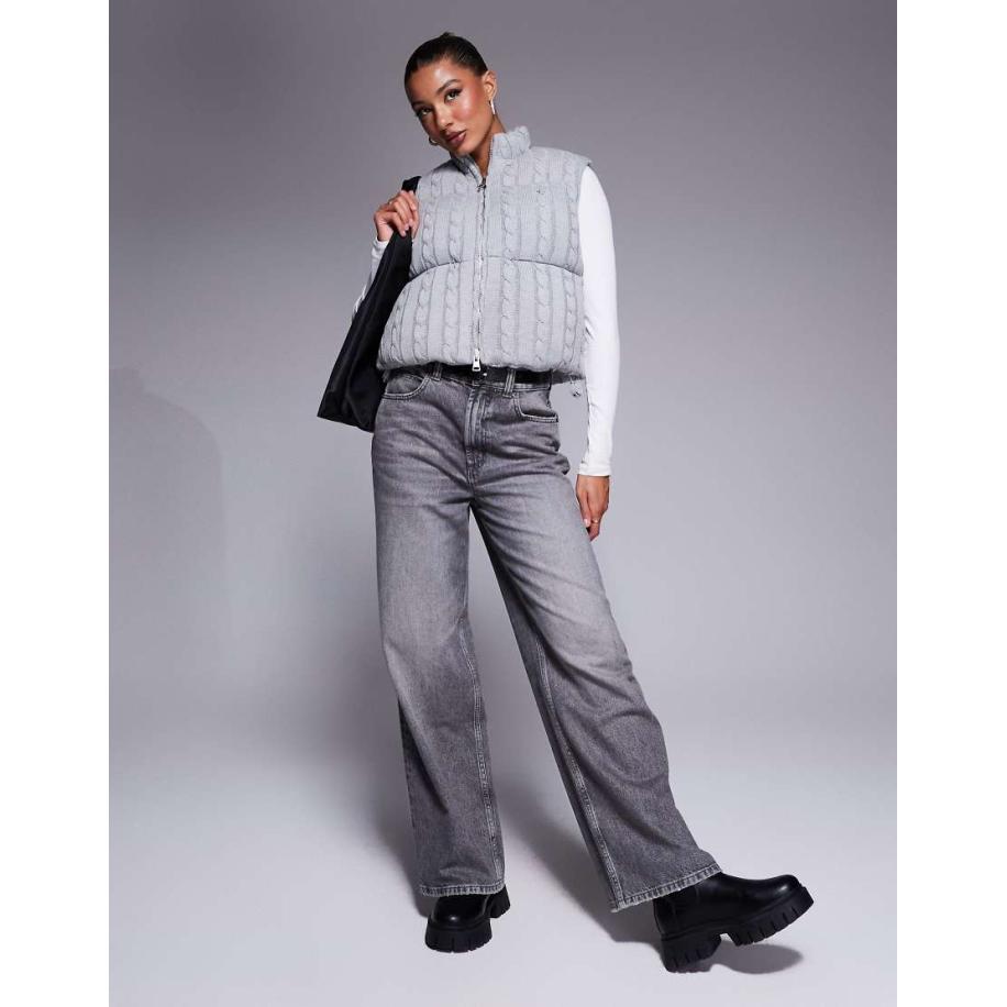 The Couture Club Kabelgebreide bodywarmer in gemêleerd grijs Grijs