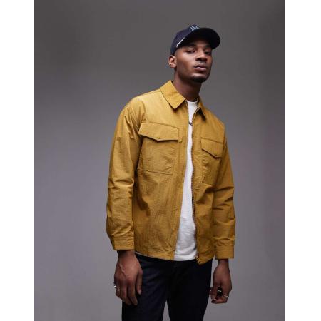 Topman - Lichtgewicht ripstop jack in mosterdgeel