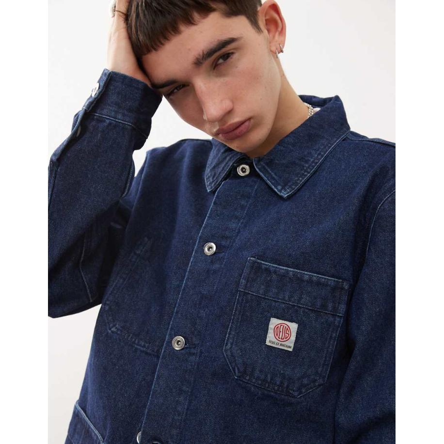 Deus Ex Machina Hank Uniseks denim chore jack in spoelwassing-Blauw Blauw