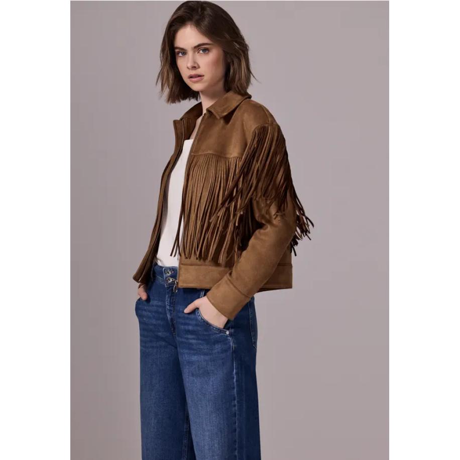 Street One Velours jas met franjes Bruin