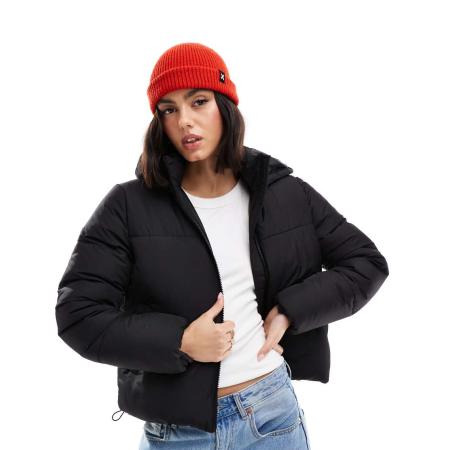 New Look Gewatteerde cropped jas in zwart