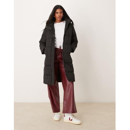 New Look Gewatteerde pufferjas met lange pasvorm in zwart