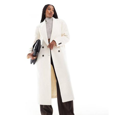 ASOS DESIGN Tall Behaaglijke bouclé dad jas in crème-Wit