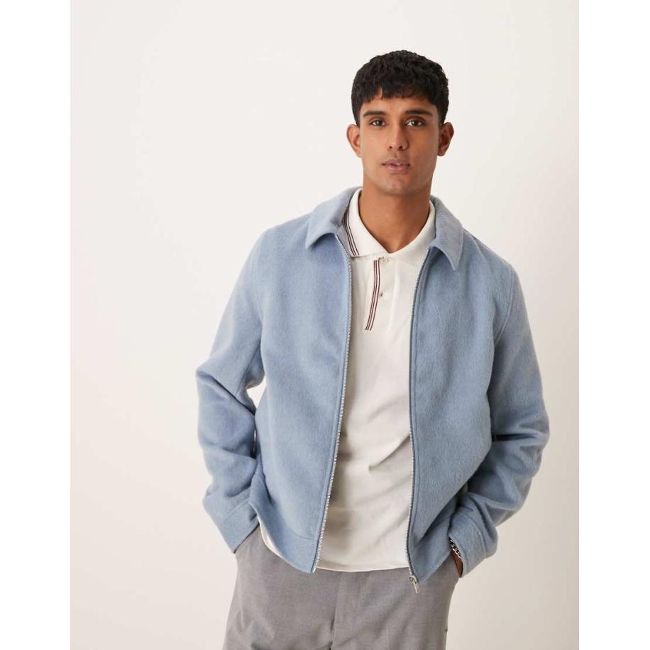 ASOS DESIGN - Oversized harrington-jack met wol-look in blauw Blauw