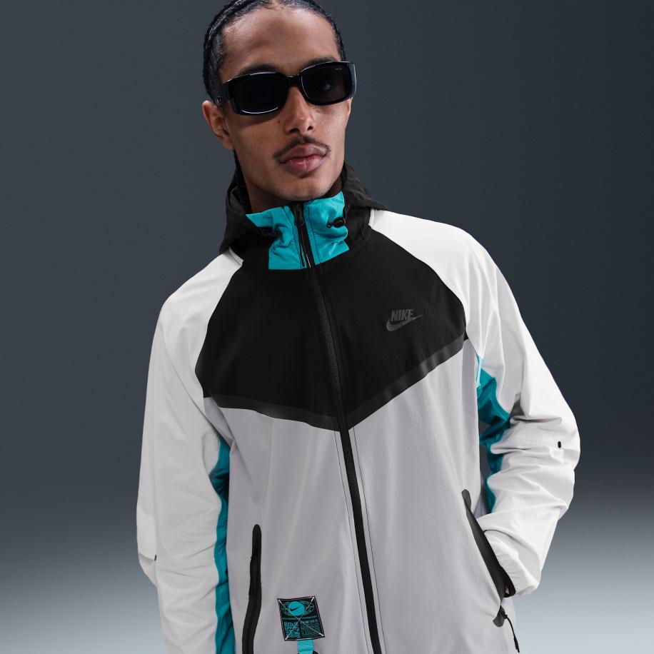 Nike Tech geweven Windrunner herenjack met rits over de hele lengte - Zwart Zwart