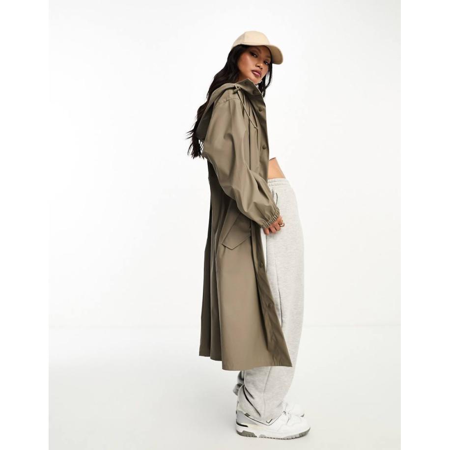 ASOS DESIGN Rubberen regenparka in champignonkleur-Bruin Bruin