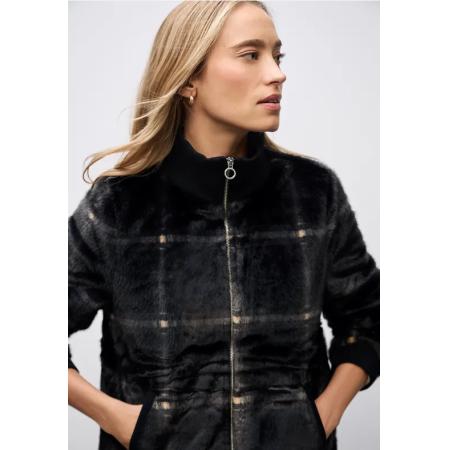 Street One Geruite jas van imitatiebont