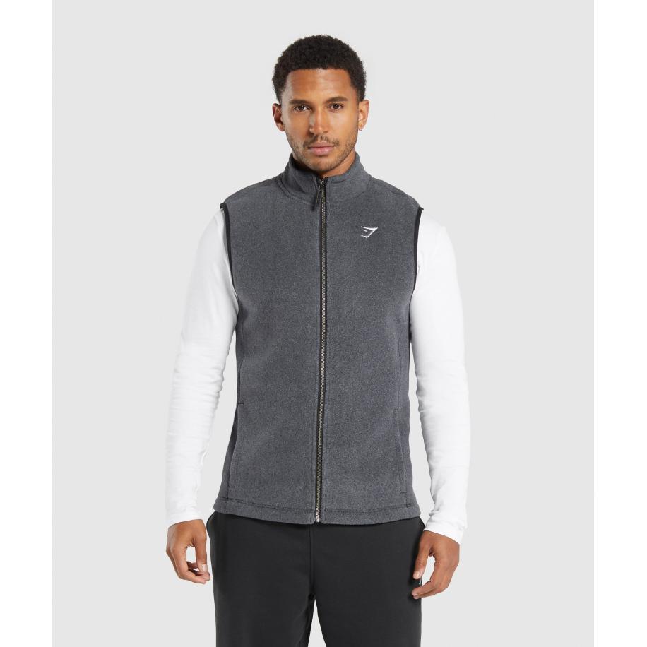 Gymshark Fleece Vest Black/Graphite Grey Zwart
