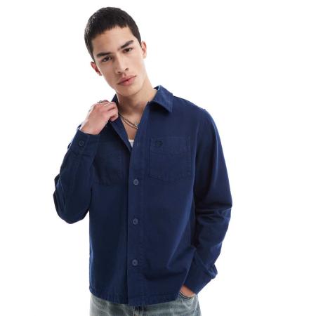 Fred Perry - Overshirt van keperstof in marineblauw