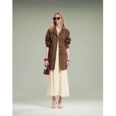 ASOS DESIGN Halflange jas van suède in bruin