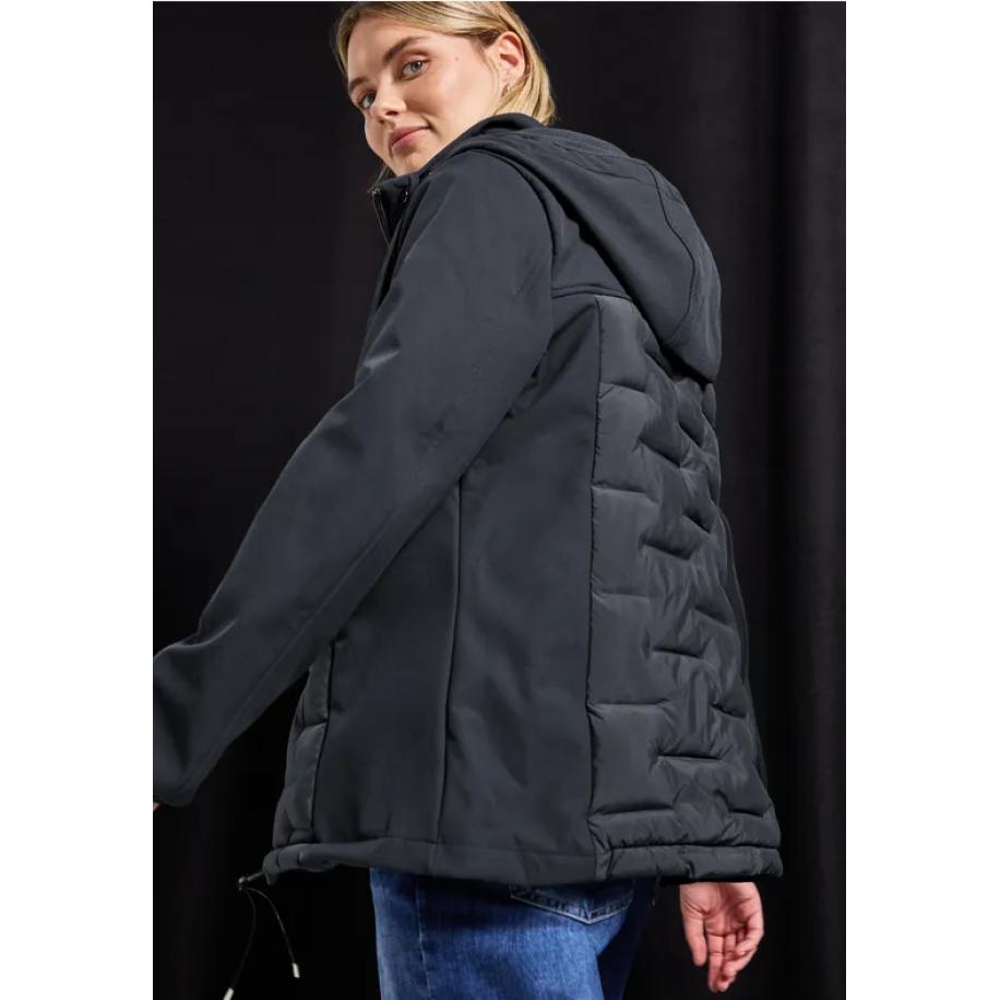 Street One Softshell jack met structuurmix Blauw