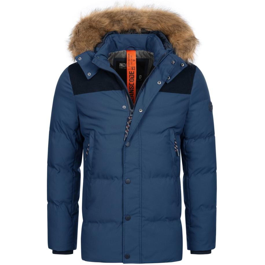 INDICODE JEANS INDICODE JEANS Winterparka Hexyl kobaltblauw / lichtbruin / zwart -