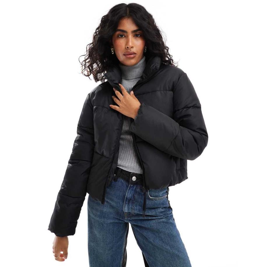 JJXX Cropped gewatteerd jack in zwart Zwart