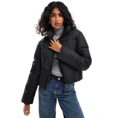 JJXX Cropped gewatteerd jack in zwart