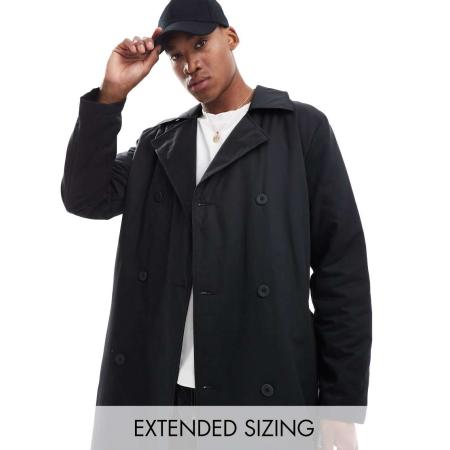 ASOS DESIGN - Licht gewatteerde trenchcoat in zwart