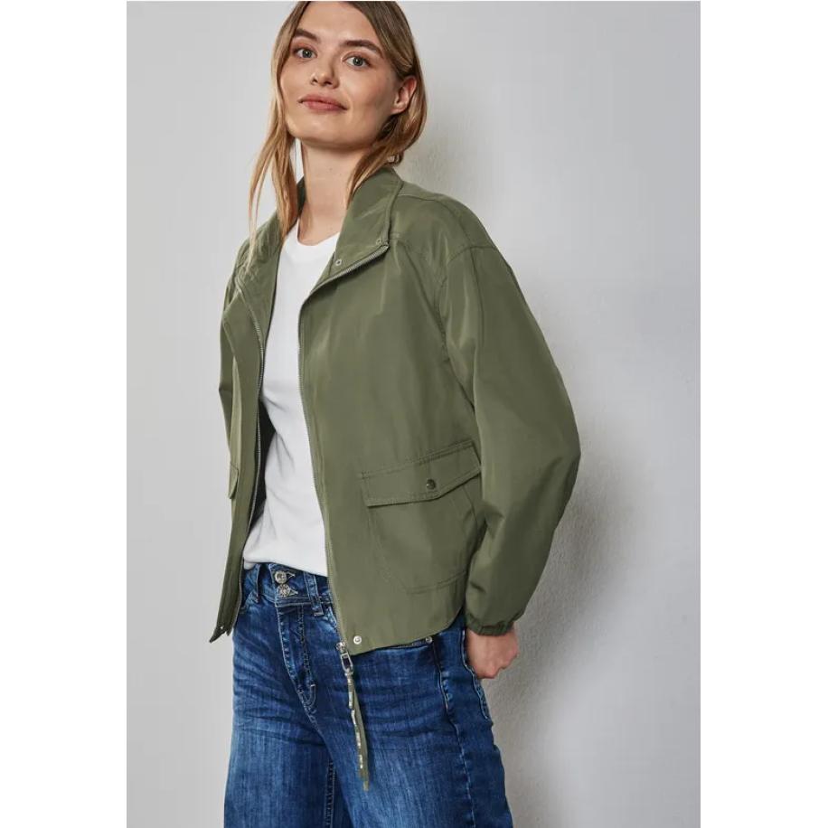 Street One Kort jack met opstaande kraag Groen