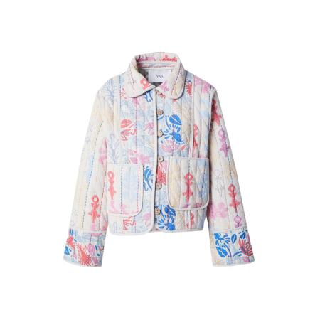 YAS YAS Tussenjas YASKANTHA crème / azuur / lichtblauw / framboos