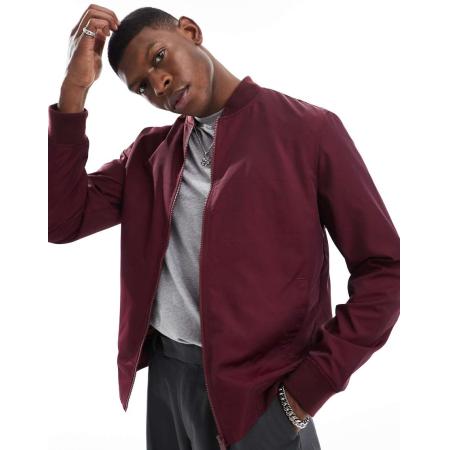 ASOS DESIGN - Lichtgewicht bomberjack in bordeauxrood