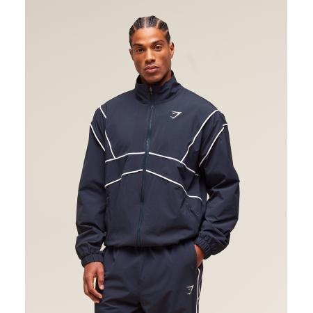 Gymshark Retro Crinkle Track Jacket Heavy Blue