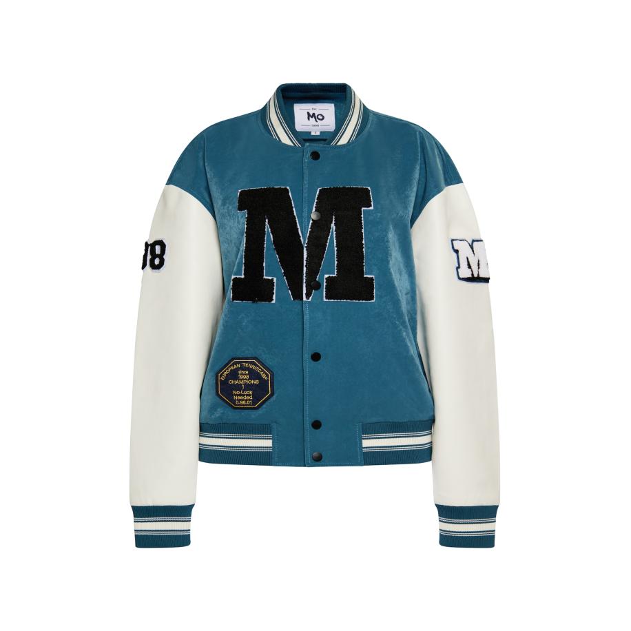 MO MO Tussenjas cyaan blauw / goud / zwart / wit -