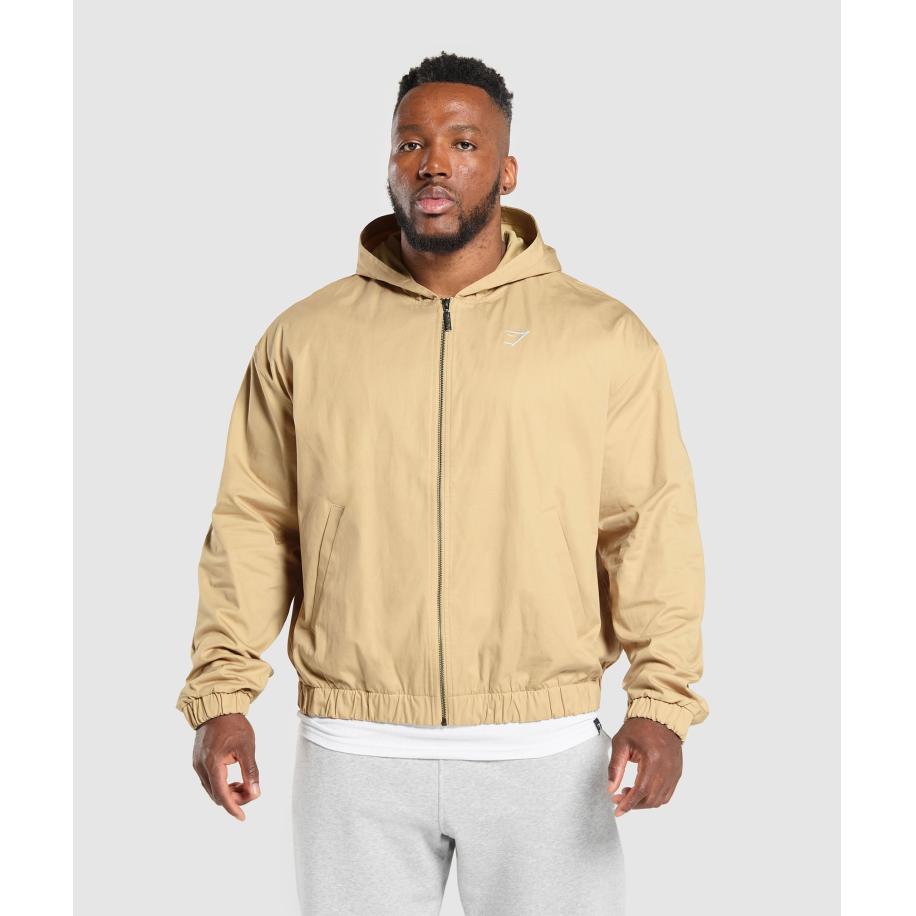Gymshark Oversized Hooded Jacket Sand Beige Bruin