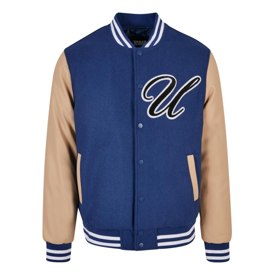 Urban Classics Urban Classics Tussenjas Big U beige / donkerblauw / zwart / wit -