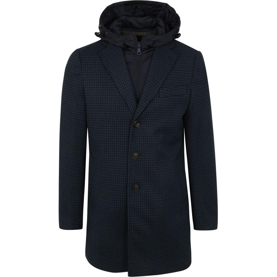 Suitable Hood Coat Navy Zwart
