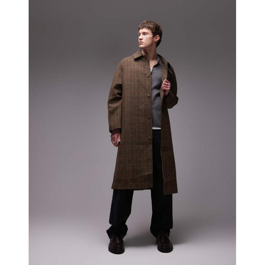 Topman - Lange jas met ruitmotief-Veelkleurig Multicolor